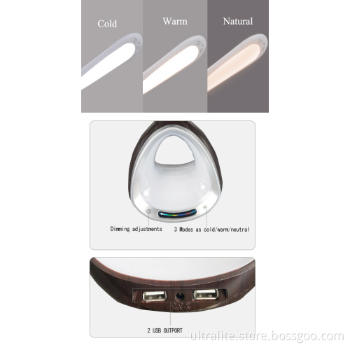 Goose Neck Arm Led Lamp With Rgb Night Light 2 Usb Port 5Level Dimming Adjust
